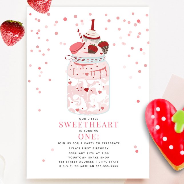 Little Sweetheart Milkshake Valentine 1. Geburtsta Einladung (Von Creator hochgeladen)