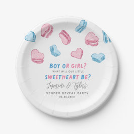 Little Sweetheart Pink & Blue Heart Gender Reveal Pappteller