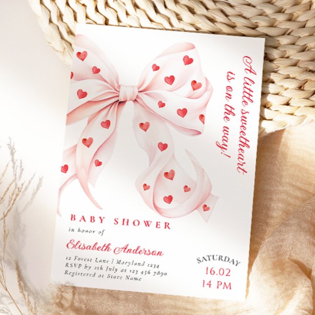 Little Sweetheart Pink Bow Baby Dusche Einladung (Von Creator hochgeladen)