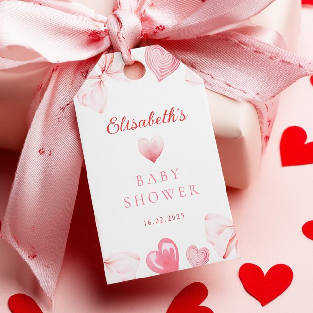 Little Sweetheart Pink Bow Baby Dusche Geschenkanhänger (Von Creator hochgeladen)