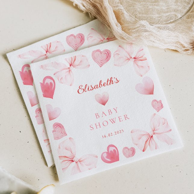 Little Sweetheart Pink Bow Baby Dusche Serviette (Von Creator hochgeladen)