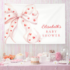 Little Sweetheart Pink Bow Baby Shower Backdrop Banner