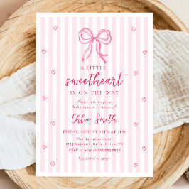 Little Sweetheart Pink Bow Baby Shower Invitation Einladung