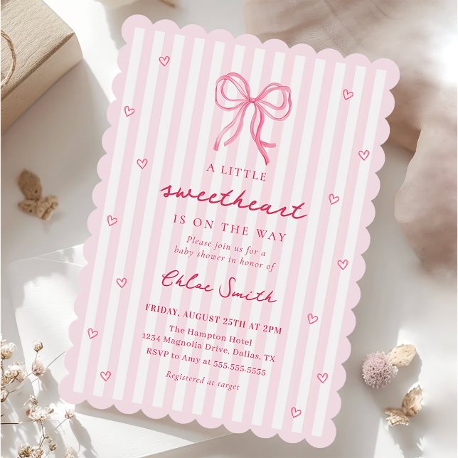 Little Sweetheart Pink Bow Baby Shower Invitation Einladung (Von Creator hochgeladen)