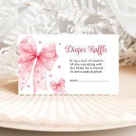 Little Sweetheart Pink Bow Diaper Raffle Begleitkarte