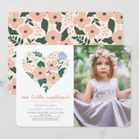 Little Sweetheart Pink Floral Girl Birthday Photo