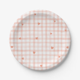 Little Sweetheart Pink Gingham Valentines Pappteller