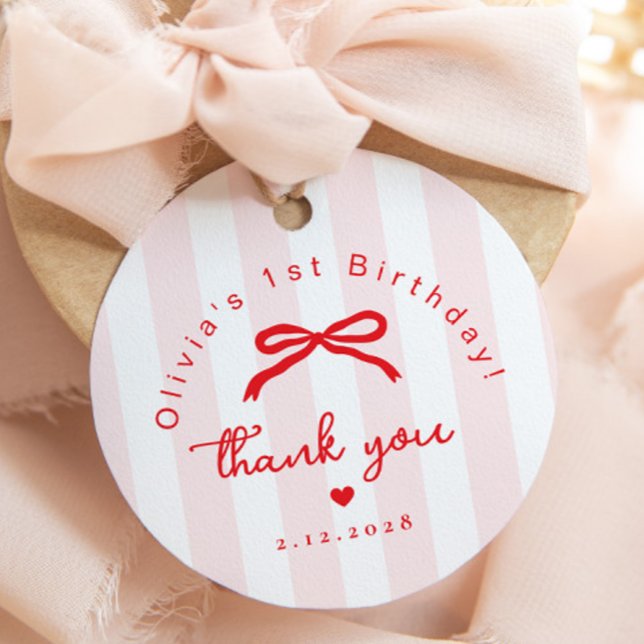 Little Sweetheart Pink Red Valentines 1st BIrthday Geschenkanhänger (Von Creator hochgeladen)