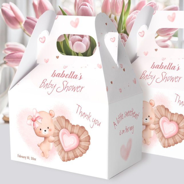 Little Sweetheart Pink Valentines Girl Baby Dusche Geschenkschachtel (Little Sweetheart Pink Valentines Girl Baby Shower Favor Box)