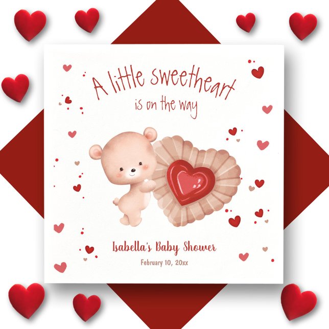 Little Sweetheart Red Baby Dusche Napkins Serviette (Little Sweetheart Red Baby Shower Napkins)