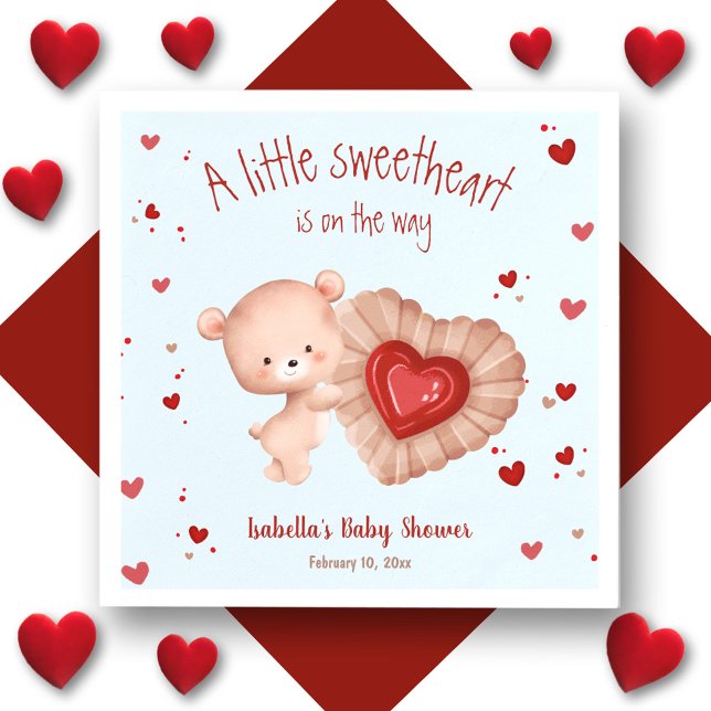 Little Sweetheart Red Blue Baby Dusche Napkins Serviette (Little Sweetheart Red Blue Baby Shower Napkins)