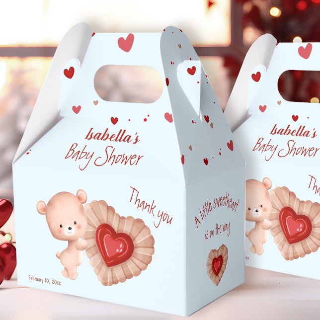 Little Sweetheart Red Blue Valentines Baby Dusche Geschenkschachtel (Little Sweetheart Red Blue Valentines Baby Shower Favor Box)