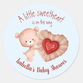 Little Sweetheart Red Blue Valentines Baby Dusche Runder Aufkleber