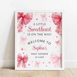 Little Sweetheart Red Bow Baby Dusche Willkommen Poster