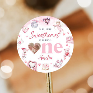 Little Sweetheart Valentine 1. Geburtstagsticker Runder Aufkleber
