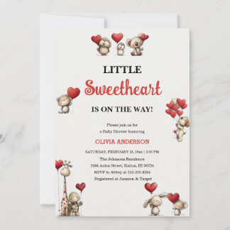 Little Sweetheart Valentine animals Baby Shower  Einladung