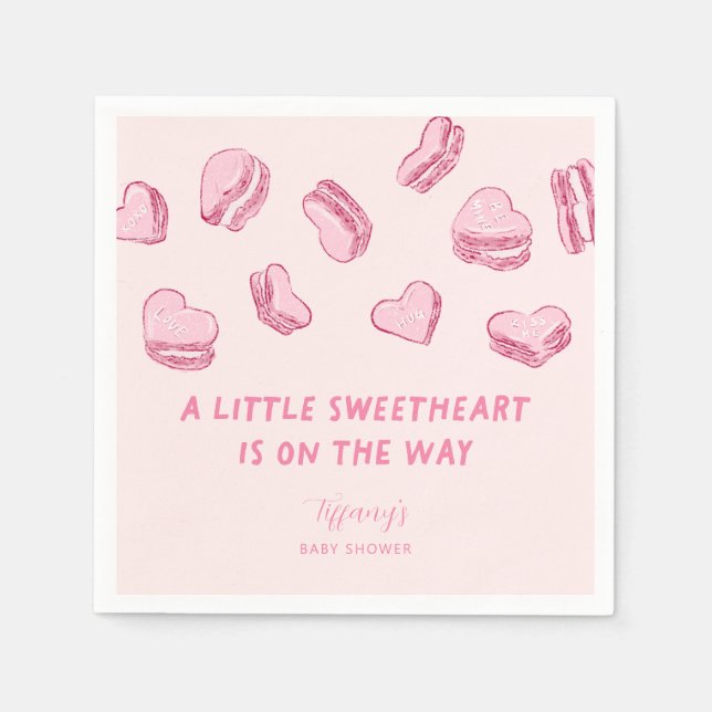 Little Sweetheart Valentine Baby Dusche Napkins Serviette (Vorderseite)