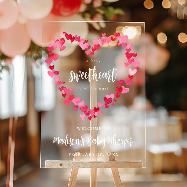 Little Sweetheart Valentine Baby Dusche Willkommen Acrylschild (Von Creator hochgeladen)