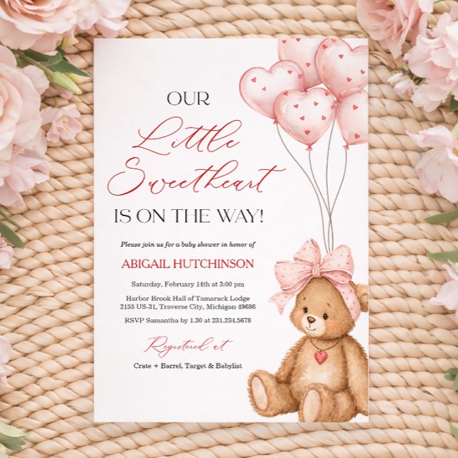 Little Sweetheart Valentine Baby Shower Einladung (Little Sweetheart Valentine Baby Shower Invitation)