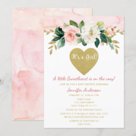Little Sweetheart Valentine Girl Pink Baby Dusche Einladung