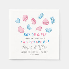 Little Sweetheart Valentine Hearts Gender Reveal Serviette