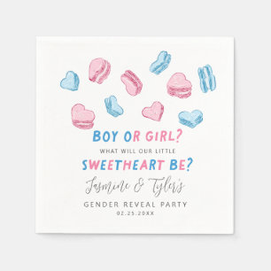 Little Sweetheart Valentine Hearts Gender Reveal Serviette