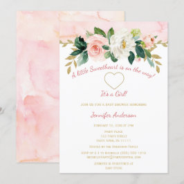Little Sweetheart Valentine Pink Gold Baby Dusche Einladung