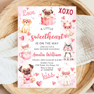 Little Sweetheart Valentine Puppy Baby Dusche Einladung