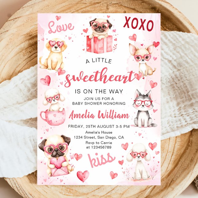 Little Sweetheart Valentine Puppy Baby Dusche Einladung (Von Creator hochgeladen)