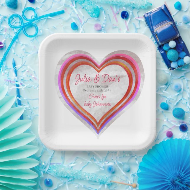 Little Sweetheart Valentine Watercolor Babydusche Pappteller (Party)