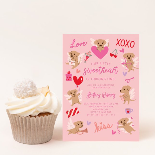 Little Sweetheart Valentine Welppy Birthday Party Einladung (Von Creator hochgeladen)