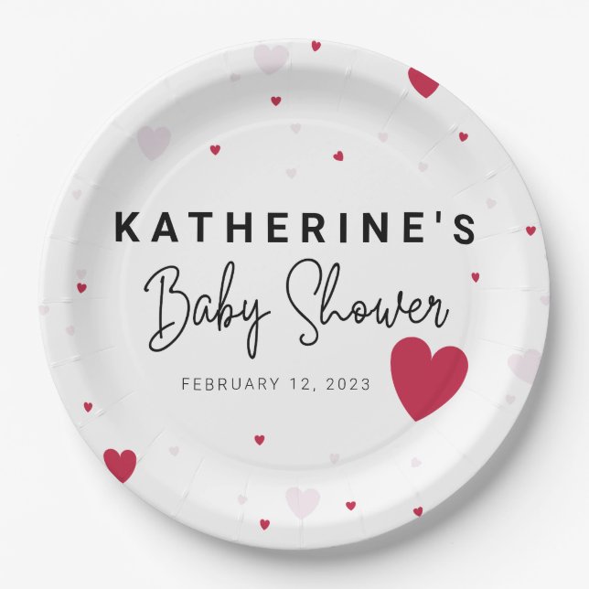 Little Sweetheart - Valentine's Baby Shower Pappteller (Vorderseite)