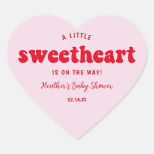 Little Sweetheart Valentines Day Baby Shower Herz-Aufkleber