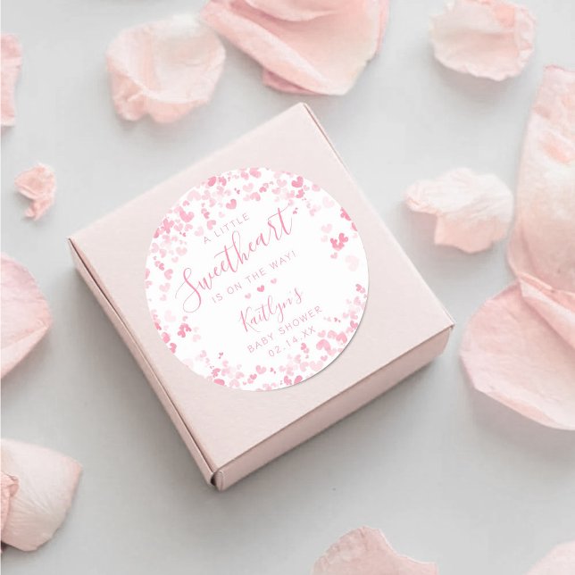 Little Sweetheart Valentine's Day Baby Shower Runder Aufkleber (Von Creator hochgeladen)