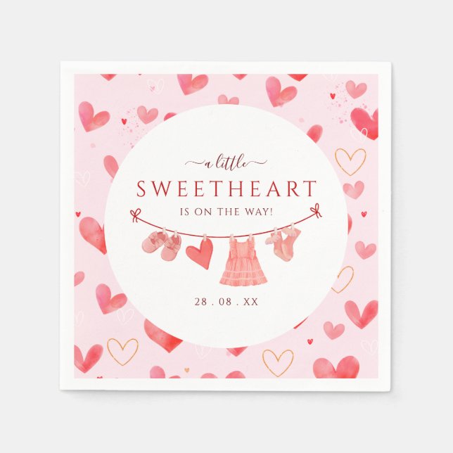 Little Sweetheart Valentines Girl Baby Dusche Serviette (Vorderseite)