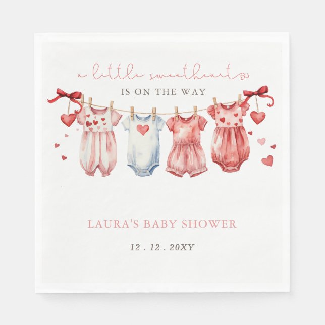 Little Sweetheart Valentines Girl Baby Dusche Serviette (Vorderseite)