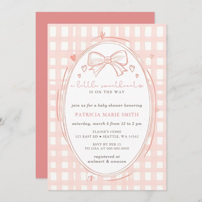 Little Sweetheart Valentines Girl Baby Shower Einladung (Vorne/Hinten)