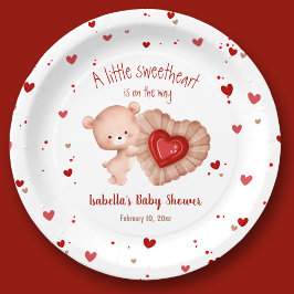 Little Sweetheart Valentines Red Baby Shower Pappteller