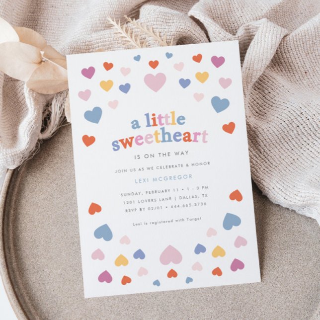 Little Sweetheart Valentines Retro Baby Dusche Einladung (Von Creator hochgeladen)