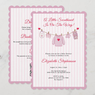 Little Sweetheart Wäscheleine Baby Shower Einladung