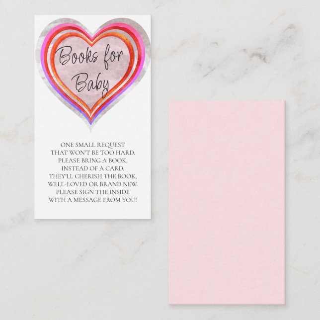 Little Sweetheart Watercolor Bücher für Babydusche Begleitkarte (Vorne/Hinten)