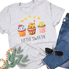 Little Sweetie Bright Colors Watercolor Cupcakes T T-Shirt