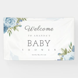Little Sweetie Elegante Blue Botanical Baby Shower Banner