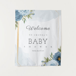 Little Sweetie Elegante Blue Botanical Baby Shower Wandteppich