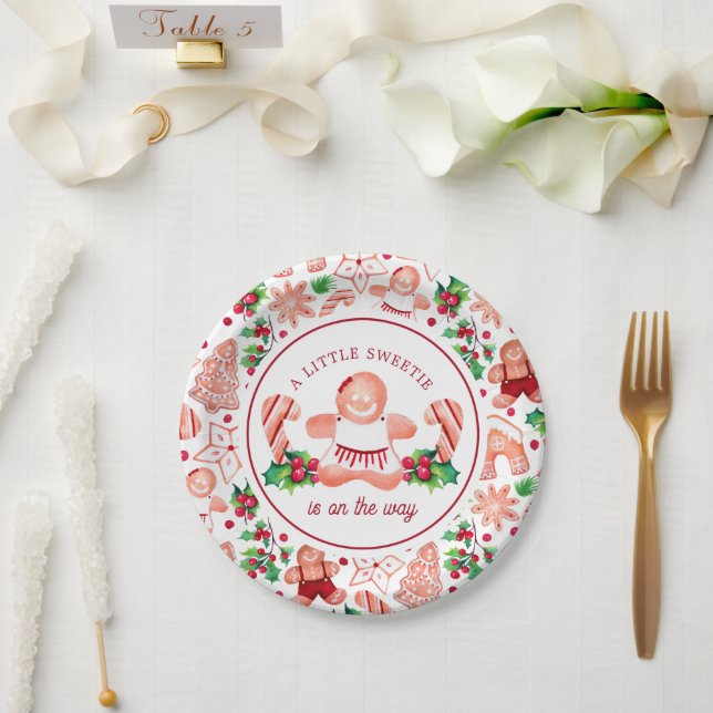 Little Sweetie Gingerbread Weihnachtsdusche Pappteller (Hochzeit)