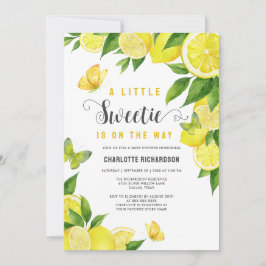 Little Sweetie Lemon Citrus Butterfly Baby Dusche Einladung