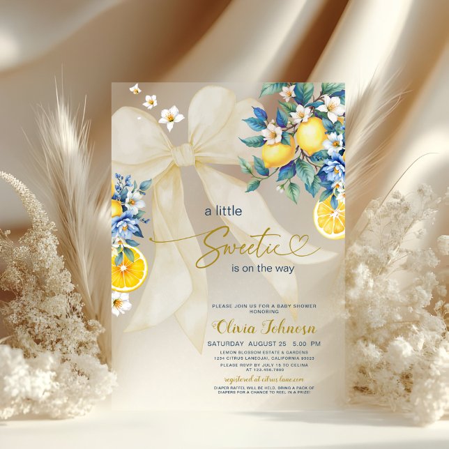 Little Sweetie Mediterranean Citrus Baby Shower Acryleinladungen (Von Creator hochgeladen)