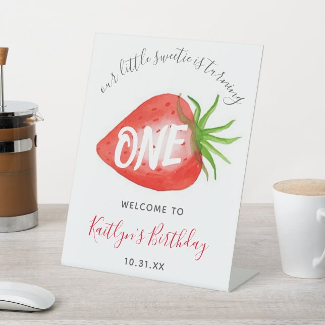 Little Sweetie Strawberry 1. Geburtstag Willkommen Sockelschild (In SItu)