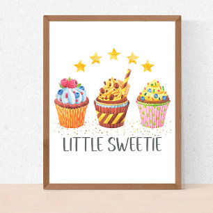 Little Sweetie Watercolor Cupcakes Kinderzimmer Ki Poster