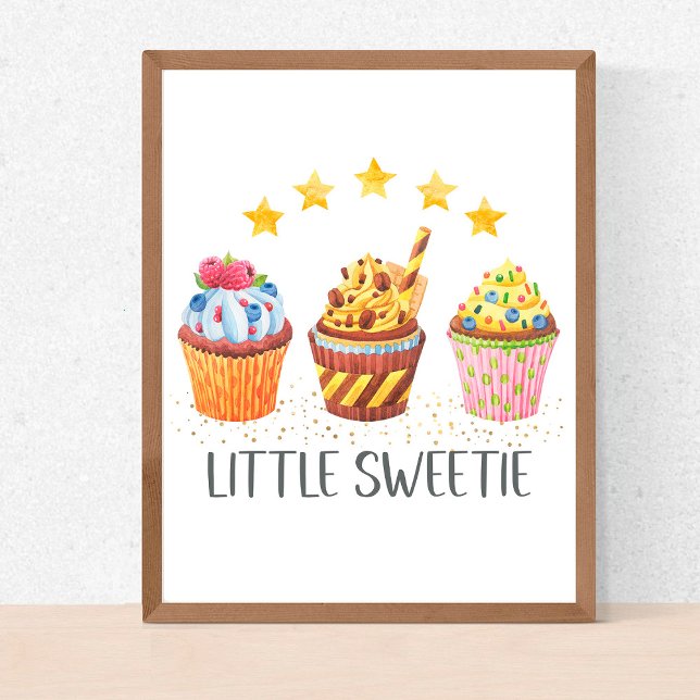 Little Sweetie Watercolor Cupcakes Kinderzimmer Ki Poster (Von Creator hochgeladen)